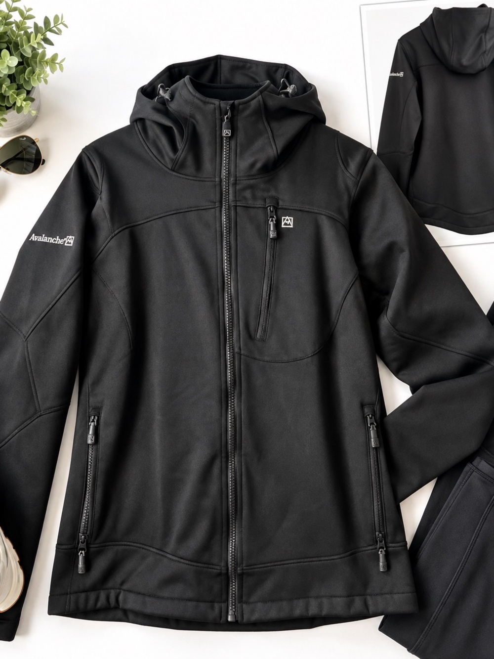 Avalanche Black Hooded Softshell Performance Jacket